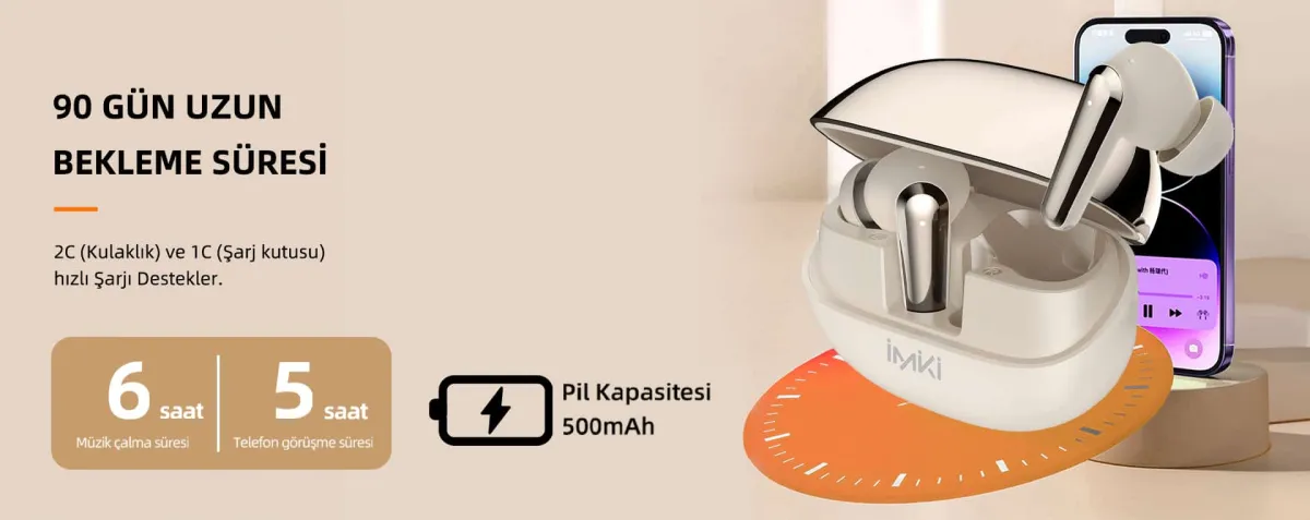 Benetton &amp; Imiki T14 Anc Bluetooth 5.3 Kulaklık Detay 10