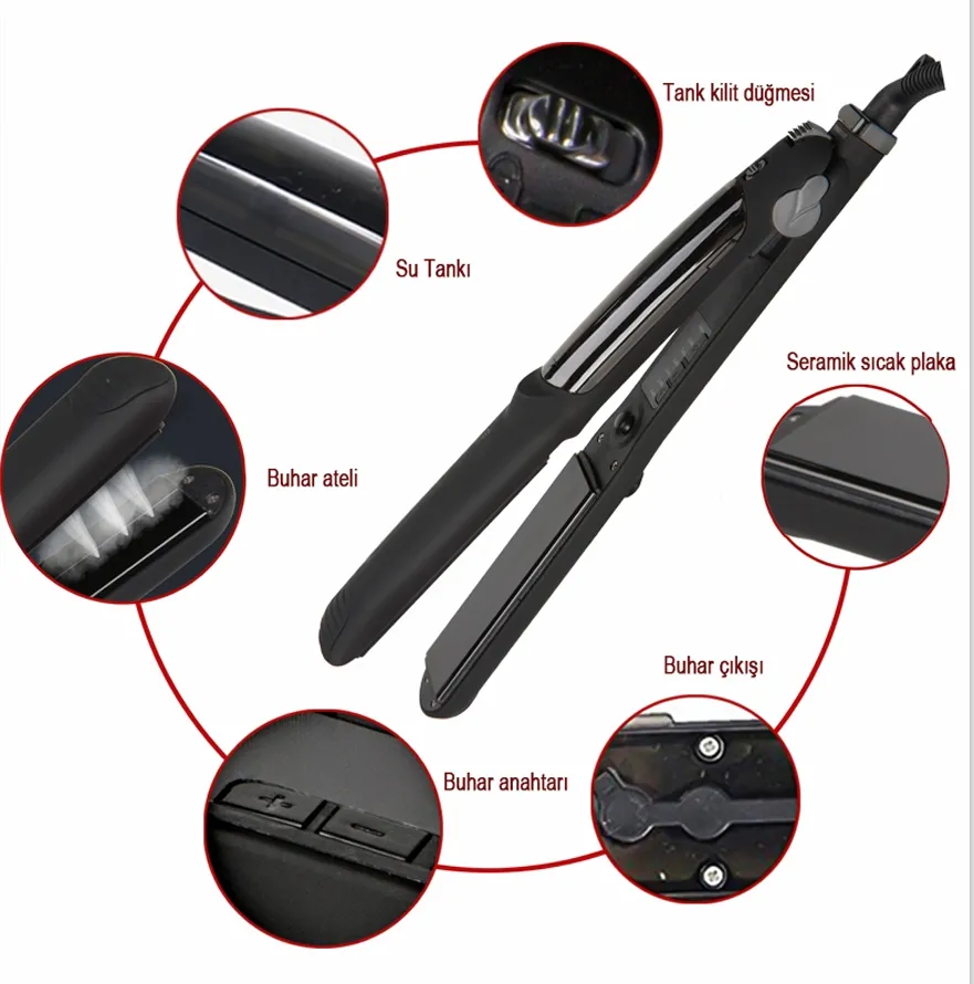 Lydsto Beauty Steam Style Hair Buharlı Saç Düzleştirici ve Şekillendirici (Black) Detay 7