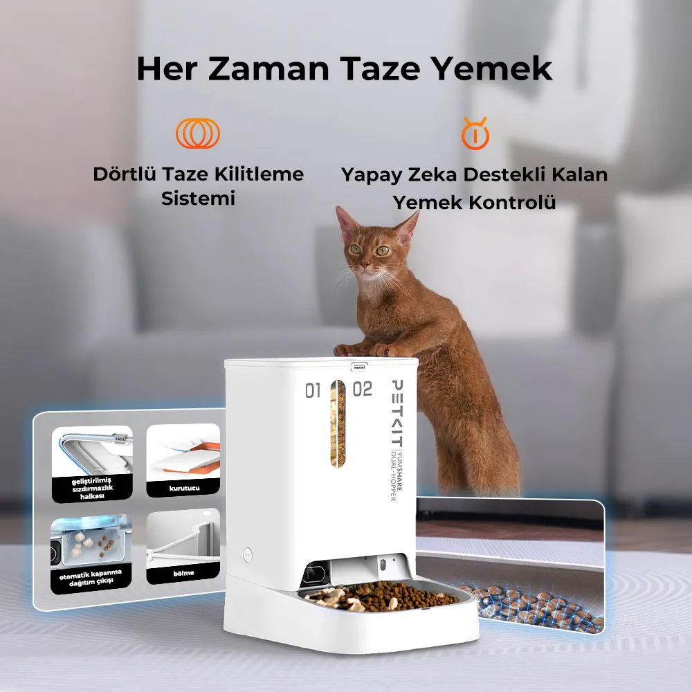 Petkit Yumshare Kameralı Çift Hazneli Akıllı Mama Kabı Detay 6
