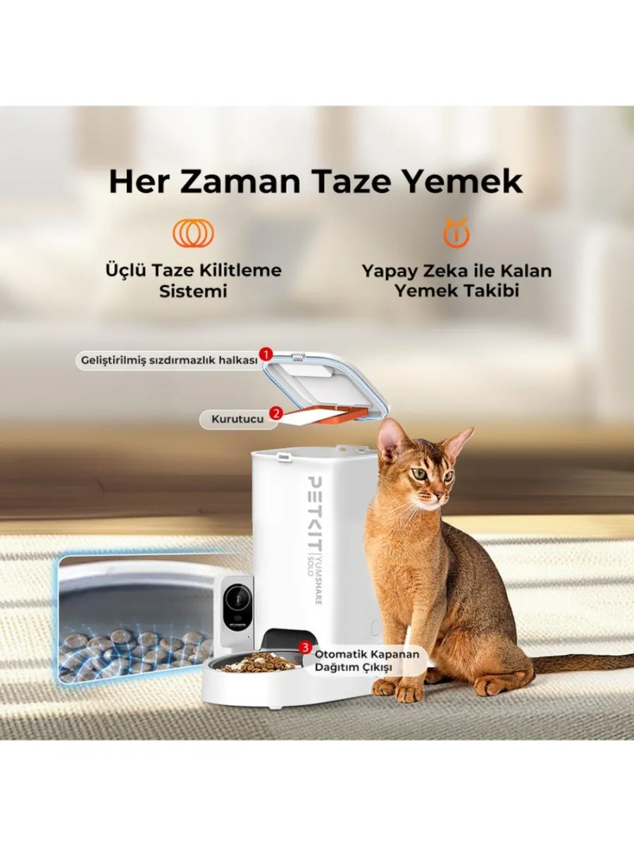 Petkit Yumshare Solo Kameralı Akıllı Mama Kabı Detay 9