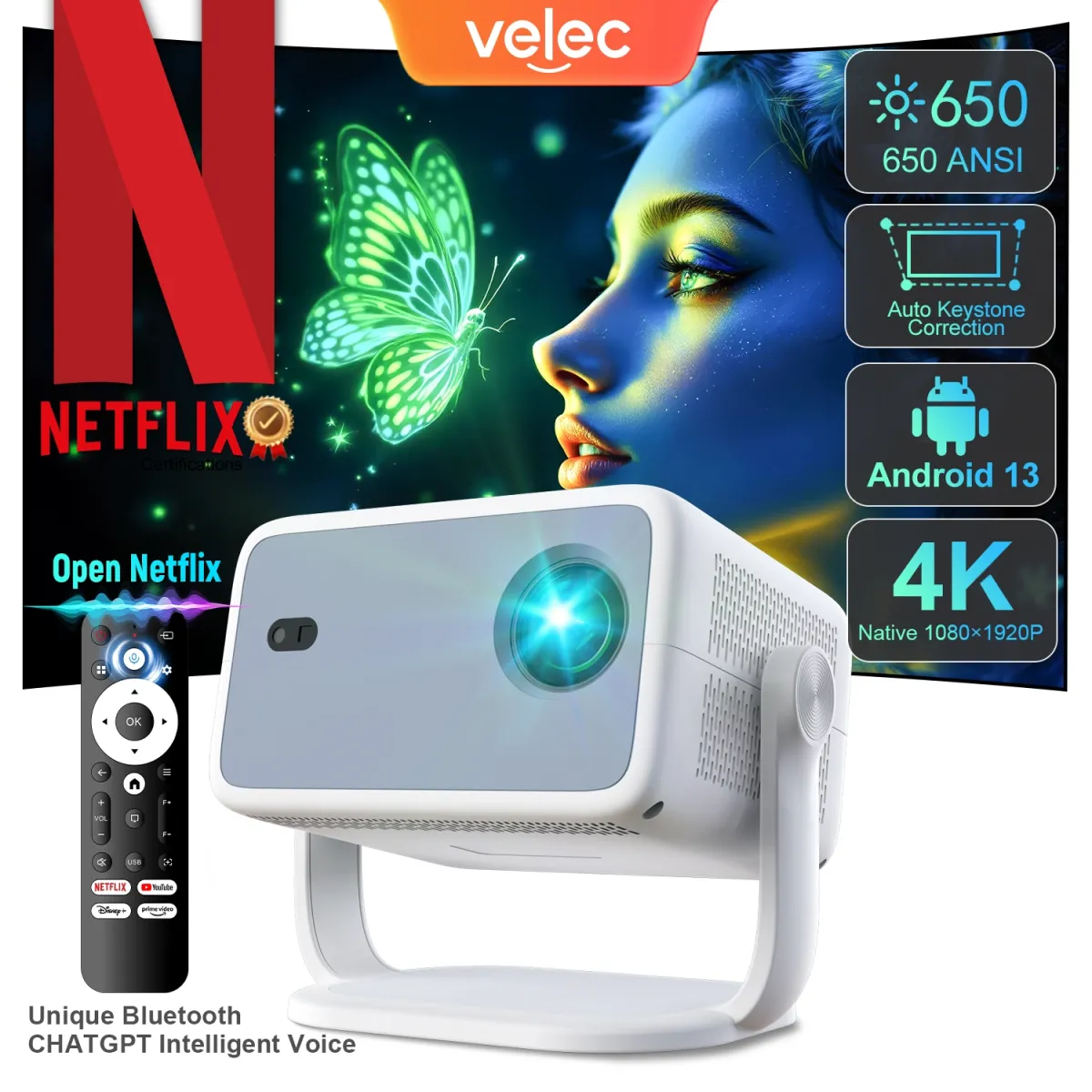 Smate TP350 NTV Projector 1080P Standart